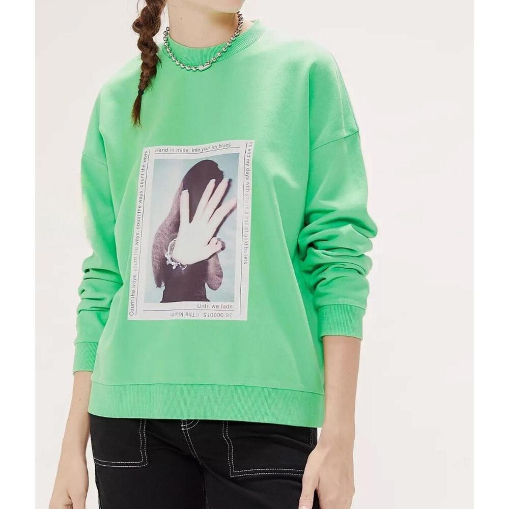 Ziggy Denim Whatever Green Crewneck Sweatshirt NWT Women's Size Small